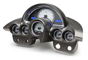 1958-62 Chevy Corvette VHX System, Satin Alloy Style Face, Blue Display