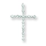 14k White Gold Diamond Cross Pendant