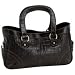 Embassy Black Genuine Leather Handbag with Alligator Embossing