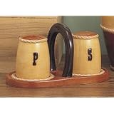 Cowboy Western Table Salt and Pepper Shakers W Caddy by WW