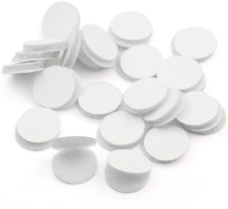 AllCraft 50 Pairs Magic Sticky Self Adhesive Velcro Hook Loop Round Pads Craft Tape White