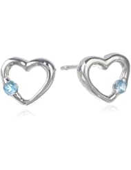 Sterling Silver Gemstone Heart Studs (1/3 cttw)