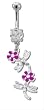 PINK FLOWERS AND DRAGONFLIES BELLY RING