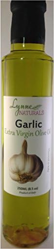 Lynne Naturals 100% Extra Virgin Garlic Infused Olive Oil, Gourmet, First Cold Pressed, Bottled in &amp; Imported from Italy 8.5 oz Glass Bottle. Superior Quality. Great for dipping or finishing!