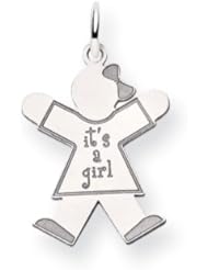 14k White Gold Kid Charm