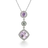 14k White Gold Kunzite and Diamond Pendant with Chain