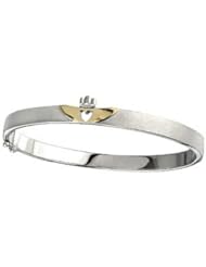 Sterling Silver & 14k Gold Claddagh Fusion Bangle