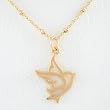 Open Design Dove Pendant or Charm in Gold Vermeil on a 16" Gold Filled Saturn Chain, #8141