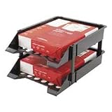 deflect-o 63304 - Super Tray Unbreakable Countertop Tray Set, Two Tier, Plastic, Black-DEF63304