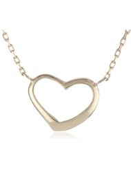 14k Yellow Gold Heart Necklace, 18"