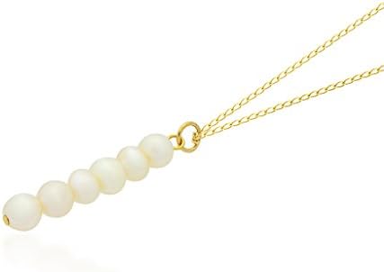 Gold Toned Vertical Bar Pendant Necklace, Delicate Fresh Water Pearls Necklace, Dainty Womens Jewelry