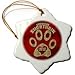 American Shorthair Love Cat Breed in Cheetah Print and Red - 3 Inch Snowflake Porcelain Ornament