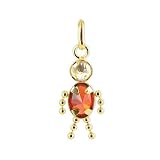 10 KT Yellow Gold Boy Oval Garnet CZ Pendant 10K Charm
