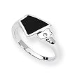 Diamond & Onyx Sterling Silver Ladies Ring (Sizes 6-8)
