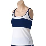 balle de Match Sunset Women's Tennis Tank Top - White/Navy - W08309-NVW