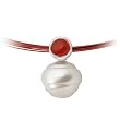 14K White Gold Paspaley South Sea Cultured Pearl and Carnelian Pendant - 12.00mm