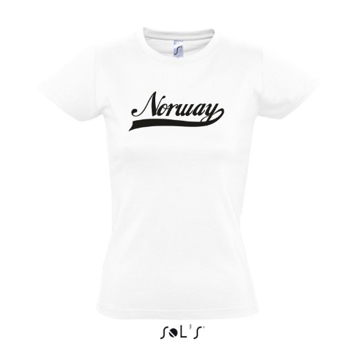 Damen T-Shirt – Norway Oldschool Norwegen LÄNDERSHIRT EM / WM FAN Trikot S-XXL , White – schwarz , XL