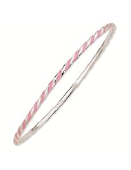 Sterling Silver Stackable Expressions Twisted Pink Enamel Bangle Bracelet - Stackable Jewelry Collection