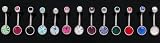 Lot of 10 New Double Jeweled Gem Belly Navel Body Jewelry Piercing Bar Ring Rings 14g