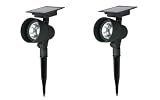 2-pk Solar LED Spotlight 30x Brighter Than Regular Solar Light Corrosion-free Cast Metal Construction