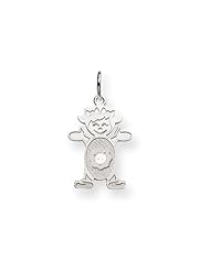 14K White Gold Girl 2.5mm Synthetic