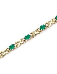 14k Yellow Gold Natural Emerald And Diamond Tennis Bracelet
