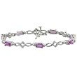 14K White Gold Pink Sapphire and Diamond Bracelet