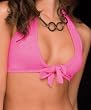 9004 Espiral Solid Halter Top. Black, White, Hot Green, Hot Pink