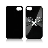 Apple iPhone 4 4S 4G Black A303 Aluminum Hard Back Case Crossed Tennis Racquets