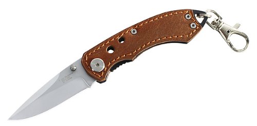 Herbertz Einhandmesser, AISI 420, Leder, Karabiner