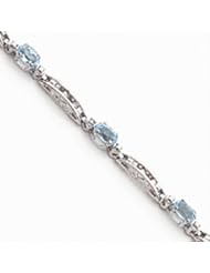 14k Gold White Gold Completed Fancy Diamond/Blue Topaz Brace
