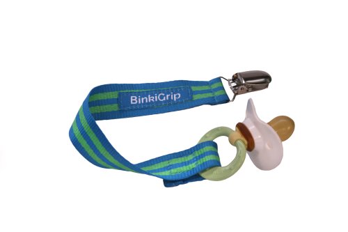 BooginHead BinkiGrip Pacifier Holder in Blue/Green Stripe