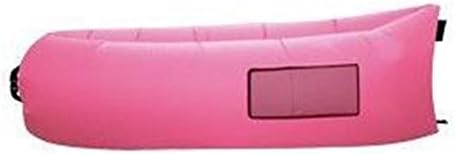 Outdoor Inflatable Lounger Nylon Fabric Beach Lounger Convenient Compression Air Bag Hangout Bean Bag Portable Dream Chair (Pink)