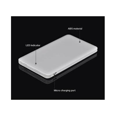 Maxxlite 6000mAh Ultra Slim Leatherite Look Credit Card sized Power Bank with built-in cable for iPhone and Samsung...