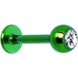 Green Anodized Titanium Clear Gem Labret Monroe