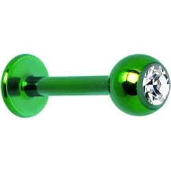 Green Anodized Titanium Clear Gem Labret Monroe