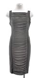 Nicole Miller Grey Pleated Straight Neck Sleeveless Sheath Dress