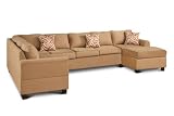 Bobkona 3Piece El Dorado Sectional Sofa Set With Armed Chaise Reversible In Saddle Color 6seat