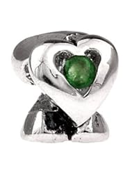 Silverado Emerald - May Silver Charm - Fits On Pandora Chamilia And Troll Bracelets