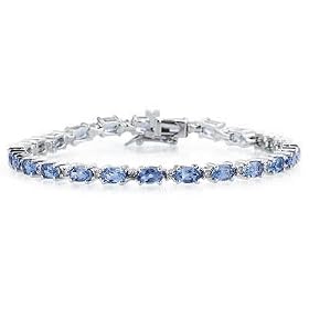 14k White Gold Diamond and Tanzanite Bracelet by 