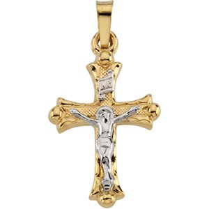 14K Two Tone Gold Crucifix Pendant