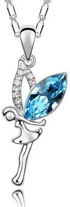Everbling Angel Fairy Ocean Blue Swarovski Elements Crystal Pendant Necklace 18"