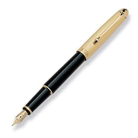 Aurora 88 Ottantotto 811 Gold Plated Cap Black Resin Small Fountain Pen