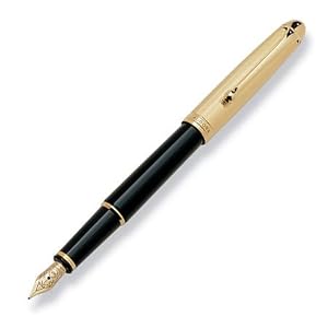 Aurora 88 Ottantotto 811 Gold Plated Cap Black Resin Small Fountain Pen