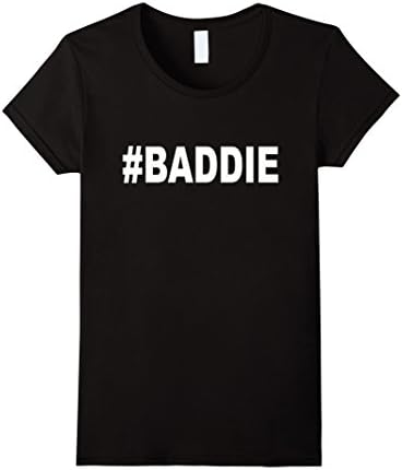 Women's BADDIE Hashtag Shirt Medium Black