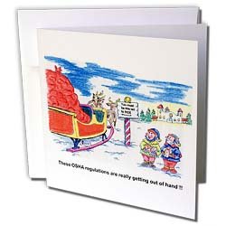 Rich Diesslins Cartoon Days of Christmas TCDC - Kevin Edler Cartoon about Santa and OSHA for Christmas - Greeting Cards-6 Greeting Cards with envelopes