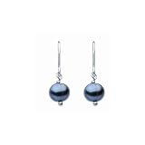 Dew Sterling Silver Black Pearl Drop Earrings 5012BP
