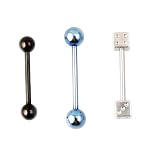 Set of 3 Stainless Steel Tongue Barbells - Variety Pack