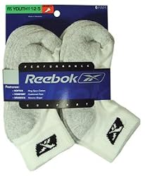Reebok Low-Quarter Gray Foot White/Black 6-Pack (Youth)