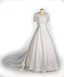 White Cap Sleeve Satin Wedding Gown